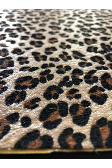 Yapışkanlı Tüylü Leopar Kumaş Ayakkabı Çanta Araç İçi Döşeme ve Hobi Ürünleri ( 21 x 30 cm ) - Resim 5