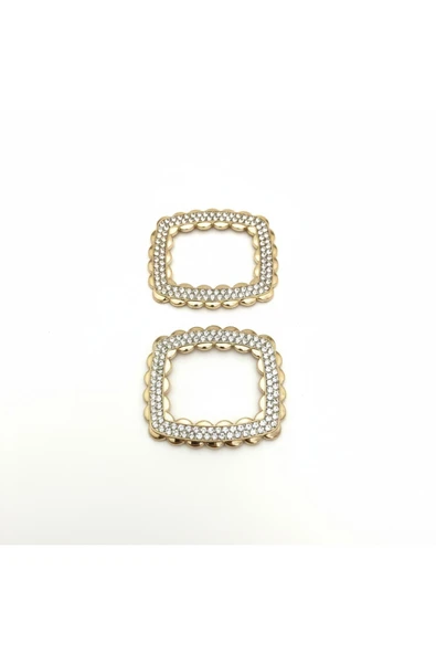 Metal Dekoratif Aksesuar  Parlak Kristal Detaylı Ayakkabı Çanta Kemer Tokası 5x4.5 cm ( 1 ÇİFT ) - Resim 2