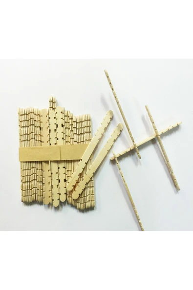 1 Paket Naturel Geçmeli Dil Çubuğu Paketi 50'li Tırtıklı Geçirmeli Eklemeli Dondurma Çubuğu - Resim 4