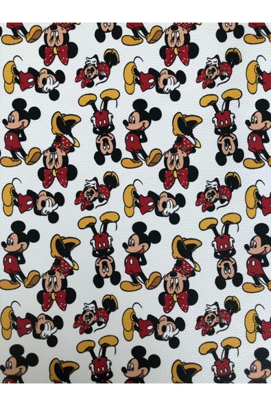 Yapışkanlı Mickey Mouse Suni Deri  Kutu Kılıf Cüzdan Anahtarlık Kaplama  21x30 cm - Resim 5