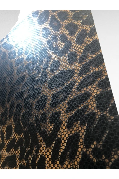 Kendinden Yapışkanlı Varaklı Leopar Suni Deri  Kutu Kılıf Cüzdan Anahtarlık Kaplama 21x30 cm - Resim 4