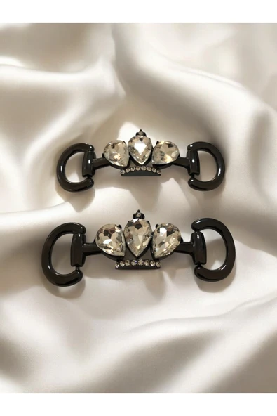 Zarif Kristal Taşlı Metal Ayakkabı Kemer Bilezik Tokası Kraliyet Tacı Tasarımı - Resim 4