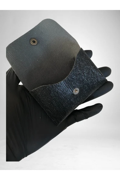 Simli Mini Kartlık Cüzdan  Para Kesesi Kart Tutucu Çıtçıtlı Model 10x7 cm - Resim 4