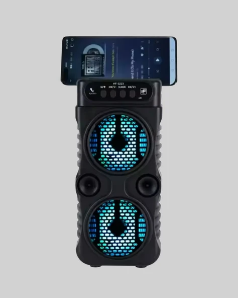 1200 mAh Şarjlı LED Işıklı Bluetooth Hoparlör – FM Radyolu, Hafıza Kart Destekli - Resim 3