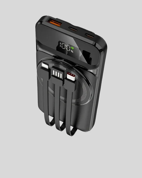 15W Kablosuz Hızlı Şarjlı 10000 mAh Powerbank – Taşınabilir, LED Göstergeli - Resim 4