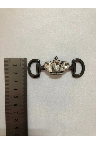 Zarif Kristal Taşlı Metal Ayakkabı Kemer Bilezik Tokası Kraliyet Tacı Tasarımı - Resim 8