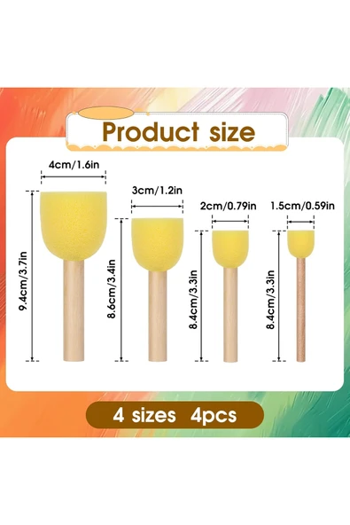 1 Paket - 4'lü Tampon Sünger Boya Süngeri - Resim 2