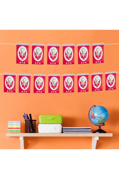 40'lı İpli Bayrak Büyük Boy 11x19 cm 1 Paket Ata Bayrağı Kağıt İpli Sıralı Atatürk Bayrak Sınıf Süs ürün görseli