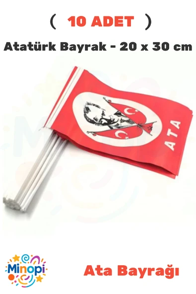( 10 Adet ) Vatan Battal Boy Çıtalı Kağıt Ata Bayrak Atatürk Bayrağı 20 x 30 cm ürün görseli