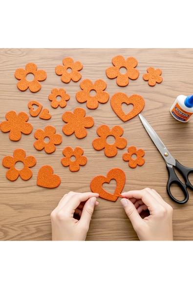 Turuncu Renkli Simli Eva Süngeri 20x30 cm 10'lu Paket 1.5 mm - Resim 2