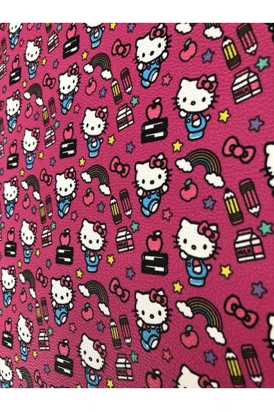 Yapışkanlı Hello Kitty'li Suni Deri  Kutu Kılıf Cüzdan Anahtarlık Kaplama  21x30 cm - Resim 3