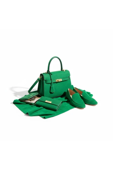 İpek Süet Yeşil  Yumuşak Dokulu Premium Suni Süet Kaplama ve Aksesuar Kumaşı 100 x 140 cm - Resim 2