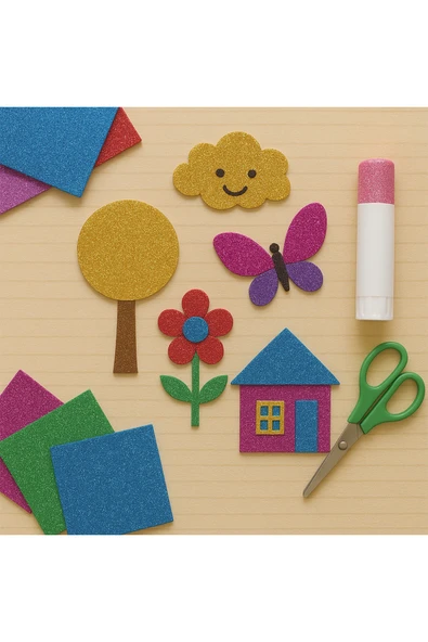 10 Renk Simli Eva Süngeri 50X70 cm 10'lu Paket 1.5 mm - Resim 2