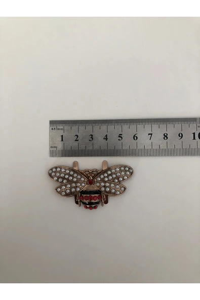 Taşlı Metal Arı  Ayakkabı ve Aksesuar Tokası Şık Süsleme Klipsi (3x5.5 cm) ( 1 ÇİFT ) - Resim 7