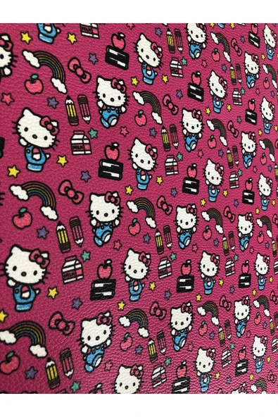 Yapışkanlı Hello Kitty'li Suni Deri  Kutu Kılıf Cüzdan Anahtarlık Kaplama  21x30 cm - Resim 4