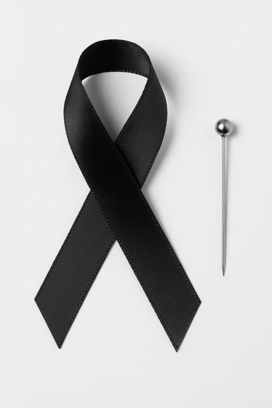 ( 5 Adet ) Siyah Kurdele , 10 Kasım Atatürkü Anma Günü Kurdelesi ve İğne 20 cm - 2 mm - Resim 2