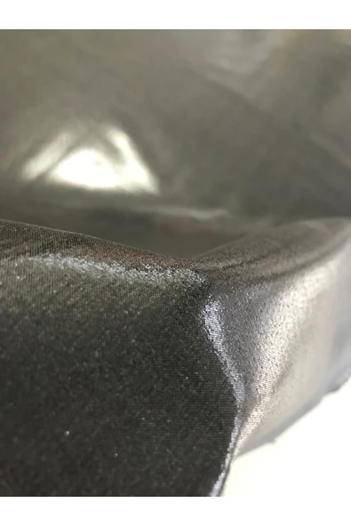 KumaşEvi Siyah Simli Parlak Kumaş Suni Deri Ayakkabı Çanta Hobi Ürünleri Için - Resim 2