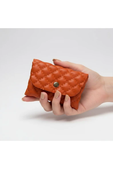 Kapitone Mini Kartlık Cüzdan  Para Kesesi Kart Tutucu Çıtçıtlı Model 10x7 cm - Resim 5