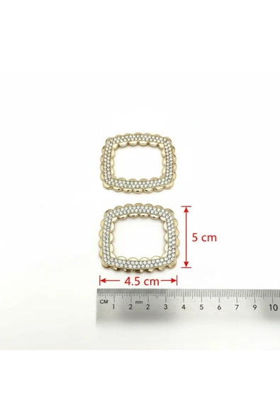 Metal Dekoratif Aksesuar  Parlak Kristal Detaylı Ayakkabı Çanta Kemer Tokası 5x4.5 cm ( 1 ÇİFT ) - Resim 3