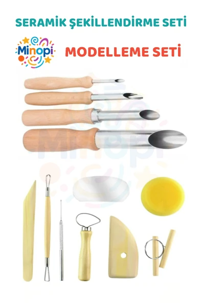 Seramik Başlangıç Seti Oyma Şekillendirici Set 12 Parça Set Kil Çömlek Şekillendirici ürün görseli
