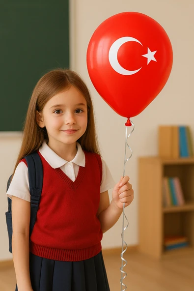 ( 100 Adet ) Ay Yıldız Türk Bayrağı Baskılı Balon Kırmızı Balon Milli Bayram Süsleme - Resim 2