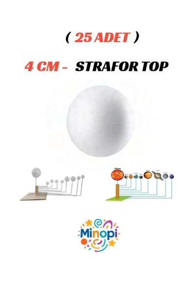25 Adet - 4 cm Strafor Top Köpük Top Beyaz Küre Güneş Sistemi Ödevi Hobi Süsleme ürün görseli