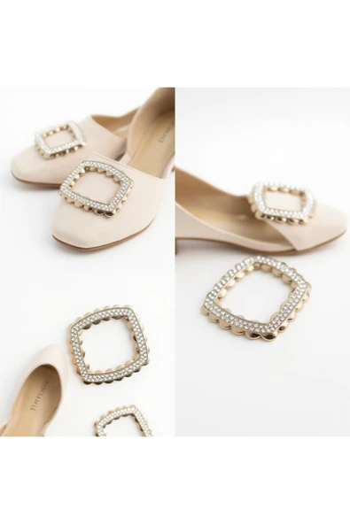 Metal Dekoratif Aksesuar  Parlak Kristal Detaylı Ayakkabı Çanta Kemer Tokası 5x4.5 cm ( 1 ÇİFT ) ürün görseli