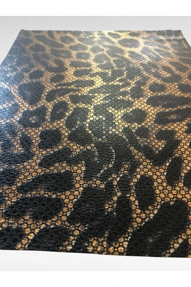 Kendinden Yapışkanlı Varaklı Leopar Suni Deri  Kutu Kılıf Cüzdan Anahtarlık Kaplama 21x30 cm - Resim 3