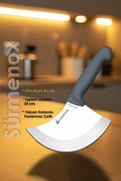 Sürmene Gri Serisi Mutfak Bıçak Hilal Börek Bıçağı Pizza Pide Bıçağı Günlük Kullanım HDS-101 - Resim 2