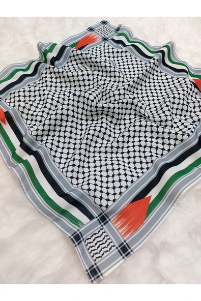 istanbul prensesleri Filistin Fular kaymaz Krep Canlı Renkler bayrakli AYN2408-AYN2408model50x50 - Resim 3