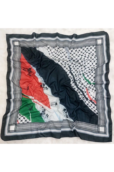 istanbul prensesleri Puşi Filistin ZEYTİN DALI Kefiye Model Kare Puşi 100 x 100 cm - Resim 2