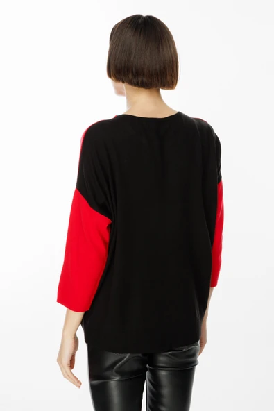 45380 ONTEKS SIFIR YAKA ÖN ARKA FARKLI RENK KAZAK - Resim 4