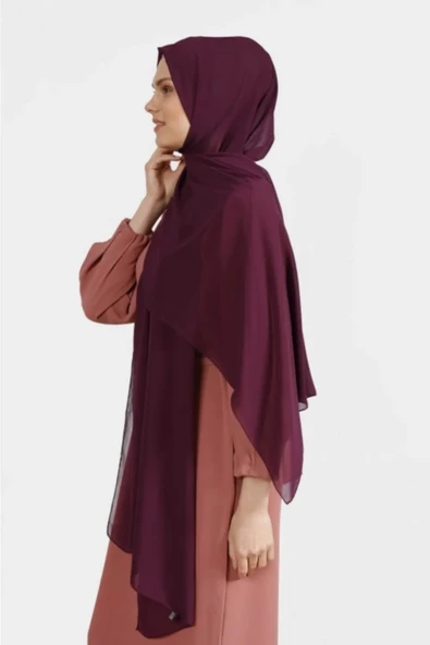 İSTANBULSTYLEMODA Krep Şifon Şal Mürdüm 210x 75 Flr241433 ürün görseli