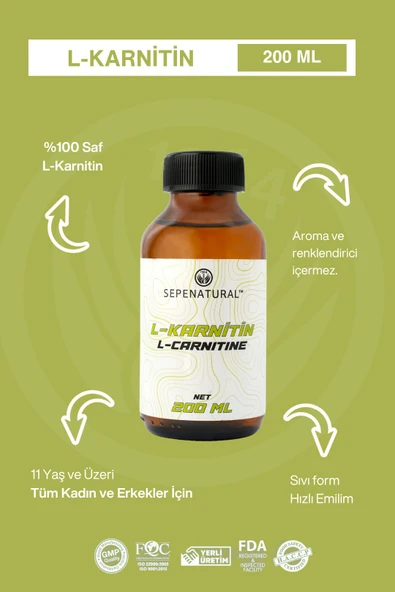 SEPE NATURAL L-KARNITIN SIVI AROMASIZ 200 ML 20 SERVİS L-CARNITINE - Resim 4