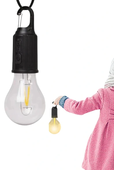Taşınabilir Askılı Ampul Kamp Lambası Askılı Type-C Şarjlı Bahçe Lambası - Resim 3