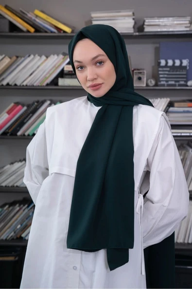 İSTANBULSTYLEMODA Kaliteli Medine Ipeği Şal Zümrüt Yeşil 190 X70 Sal2306 ürün görseli