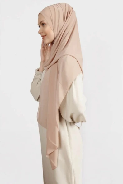 İSTANBULSTYLEMODA Krep Şifon Şal Bej 210x 75 Flr241433 - Resim 2