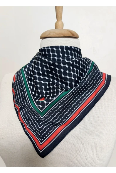 İSTANBULSTYLEMODA Filistin Temalı Fular Şal 50x50 Kaymaz Krep Canlı Renkler ürün görseli
