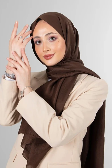 İSTANBULSTYLEMODA Janjan Trend Parlak Saten Dokulu Abiye Jan Jan Şifon Işıl Şal Çıkolata Kahve Rengi 185 X 70 Şal2315 ürün görseli