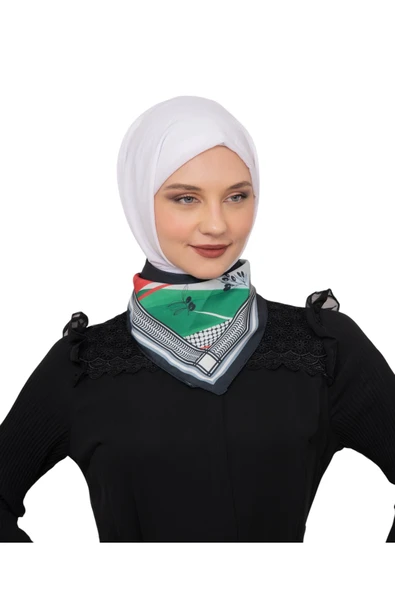 İSTANBULSTYLEMODA Filistin Zaytin Ve Filistin Bayrak Baskılı Şal ,Unisex AYN2408 ürün görseli