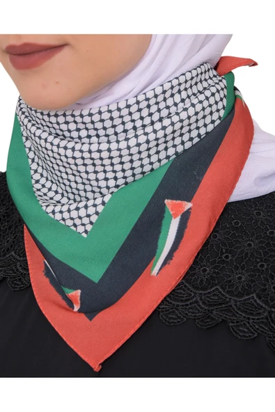 İSTANBULSTYLEMODA Filistin Bayrak Çizgili Filistin Şal Kefiye Küçük Filistin Bayraklar Fular AYN2408 - Resim 4