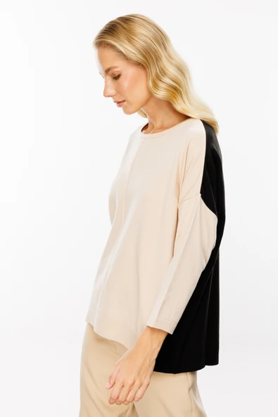 45380 ONTEKS SIFIR YAKA ÖN ARKA FARKLI RENK KAZAK - Resim 11