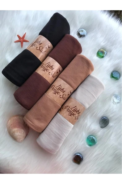 FLORA TEKSTİL Penye Şal 4'lü Set (SİYAH - ÇİKOLATA - CAMEL - TAŞ) DÜZ 180 x 70 -SAL2312 ürün görseli