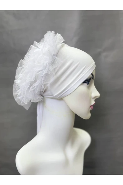 İSTANBULSTYLEMODA bone 3 Adet Fırfırlı Bone EKRU - Resim 2