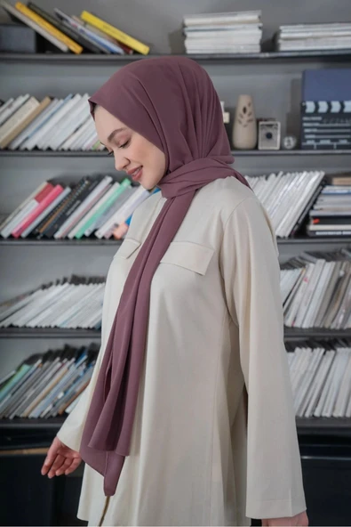 İSTANBULSTYLEMODA Kaliteli Medine Ipeği Şal Ahududu Mor 190 X70 Sal2306 - Resim 2