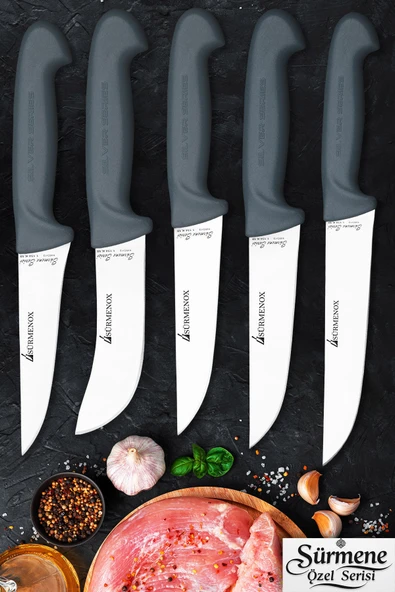 Sürmene Gri Serisi Mutfak Bıçak Seti Yüzme Sıyırma Kasap Et Ekmek Sebze Bıçağı 5 Li Set HDS-106 ürün görseli 1