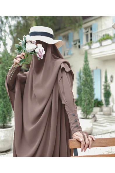 FLORA TEKSTİL 2Lİ TAKIM KALİTELİ TESETTÜR ÇARŞAF ELBİSE -ELBİSE VE SUFLE - Resim 5