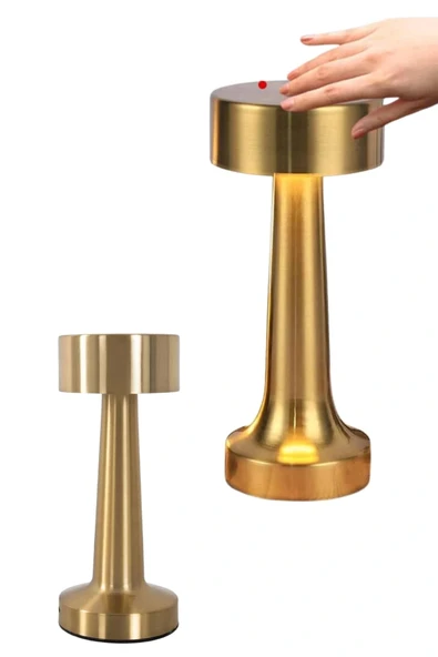 Altın Rengi Masa ve Gece Lambası Dokunmatik Şarjlı Masa Lambası - Resim 2