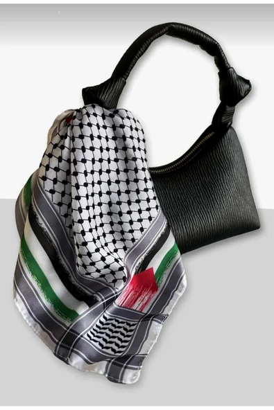 istanbul prensesleri Filistin Fular kaymaz Krep Canlı Renkler bayrakli AYN2408-AYN2408model50x50 - Resim 2