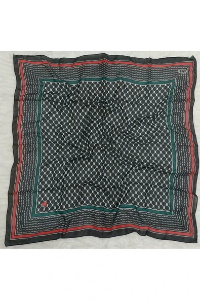 istanbul prensesleri Kadın Erkek Puşi Filistin Siyah Kefiye Model Kare Puşi 100 x 100 cm - Resim 2